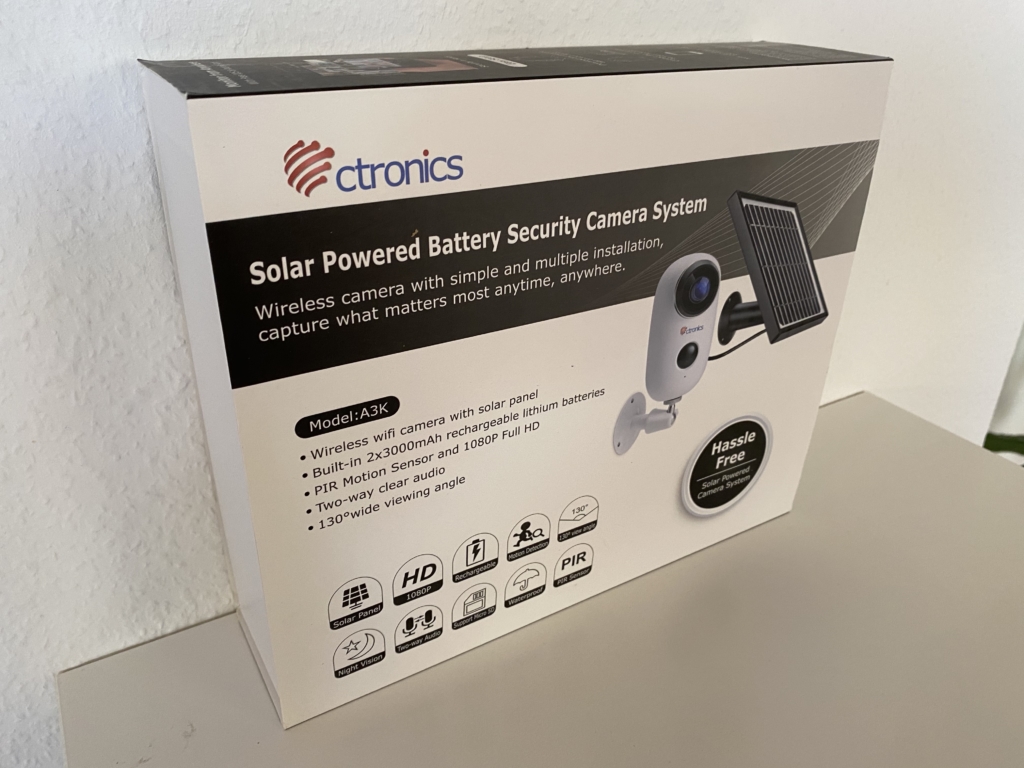 Verpackung Ctronics Überwachungskamera mit Solarmodul