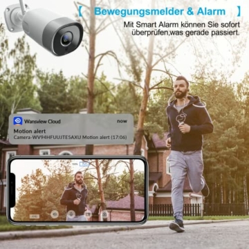wansview Überwachungkamera Aussen , WLAN IP Kamera Outdoor 1080P mit Datenschutzbereich ,2,4GHz WiFi,SD Kartenslot,Zwei-Wege-Audio,Fernzugriff W5 - 6