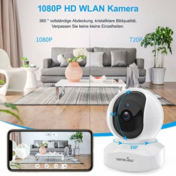 wansview WLAN IP Kamera,1080P Überwachungskamera innen, 2.4Ghz WiFi schwenkbare Haustier Kamera , Babyphone mit Kamera, Datenschutzbereich, Zwei-Wege-Audio,Q5 Weiß - 3